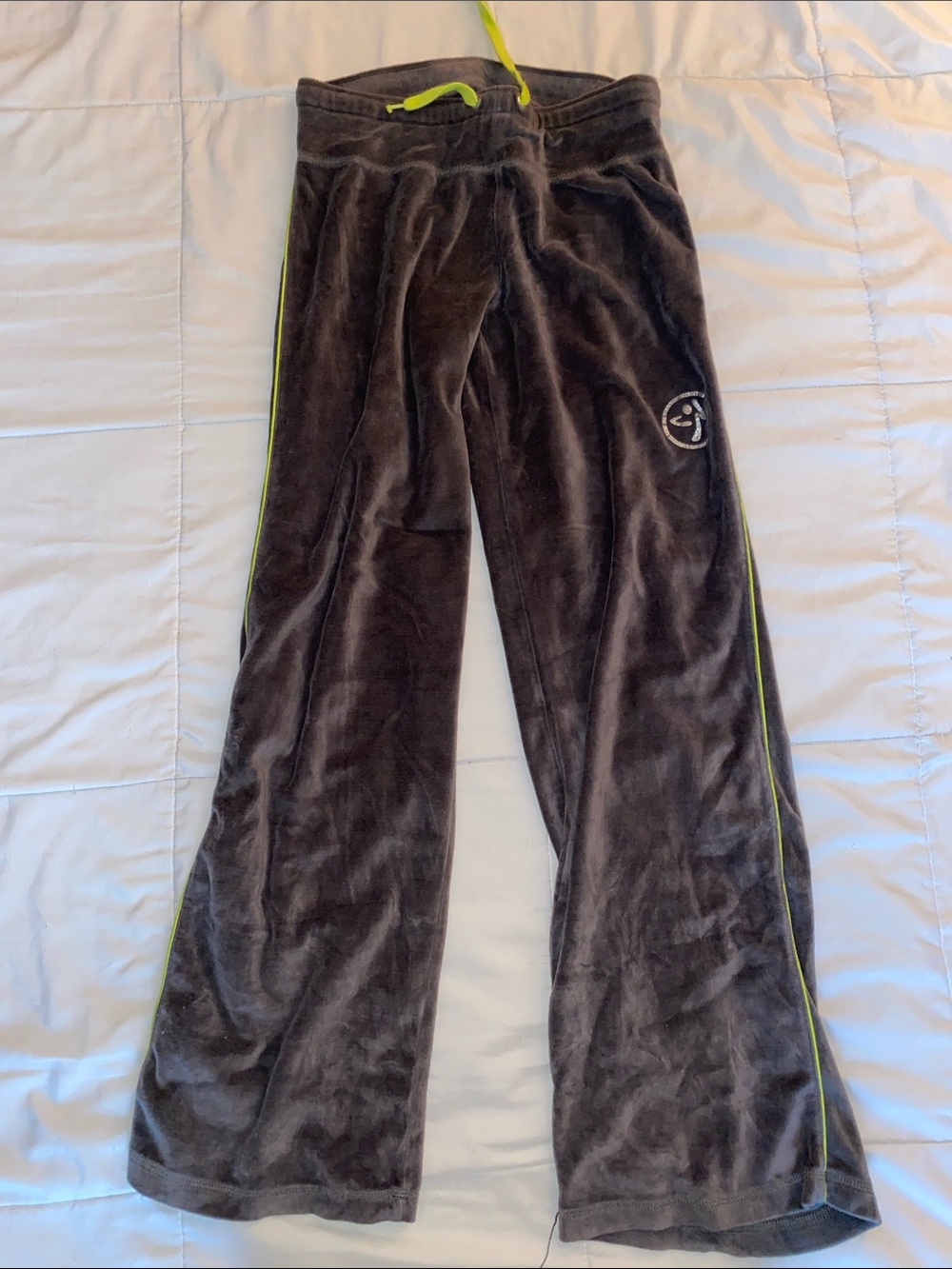 Zumba Fitness Grey Joggers with Neon Lime Drawcords